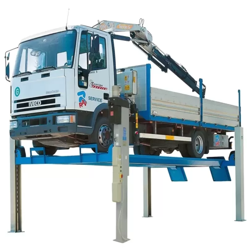 Cầu nâng 4 trụ 8 tấn, bàn nâng phẳng (3 pha, màu xanh)